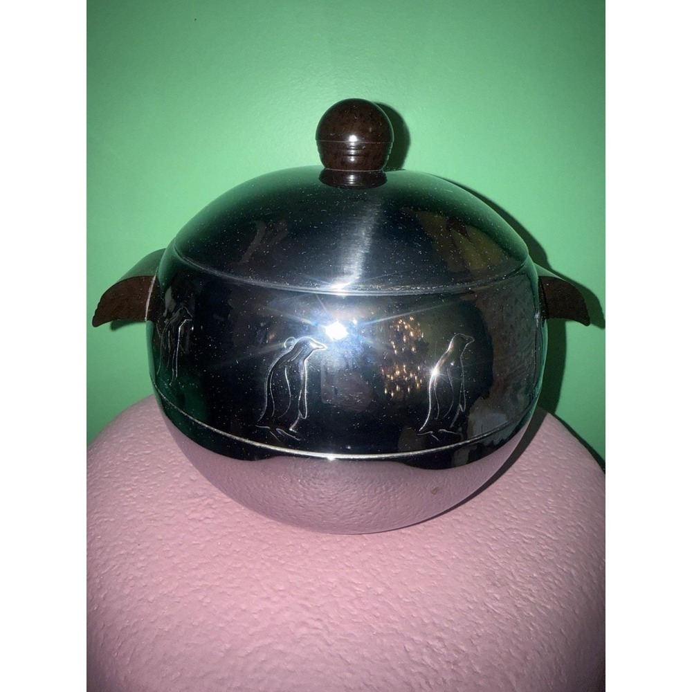 Vintage West Bend Penguin Hot Or Cold Server Ice Bucket Bakelite Handles MCM